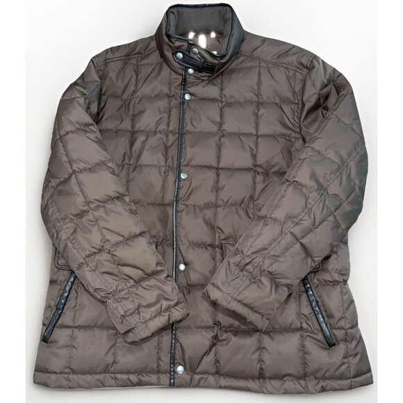 Cole Haan Signature Men’s XXL Quilted Jacket Brown Snap Zip Belted Collar Coat - Picture 6 of 13